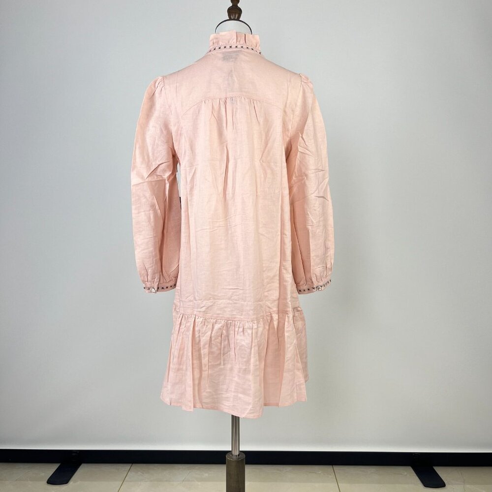NWT Tuckernuck Bermuda Pink Palmerston Dress sz XS Long Sleeve Linen Blend Mini - Picture 10 of 12
